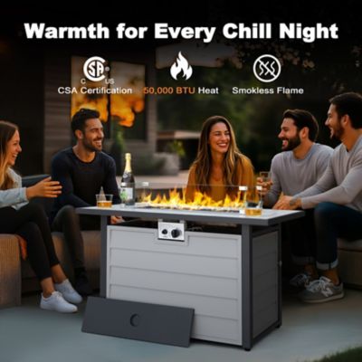 Image showing  43 in. Patio Propane Fire Pit Table, Marble Texture Glass Tabletop