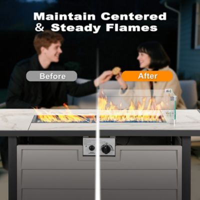 Image showing  43 in. Patio Propane Fire Pit Table, Marble Texture Glass Tabletop