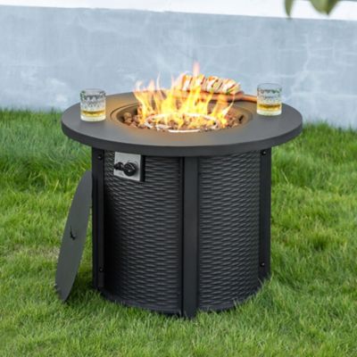 Image showing 7 th Nuu Garden Patio 30 in. Round Propane Fire Pit Table with Lid and Lava Rocks