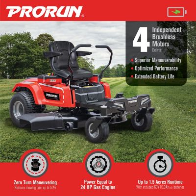 Image showing  60V 42-in. Zero-Turn Riding Lawn Mower with 10.0 Ah Batteries (3), Charger, Mulch Kit, and Towing Kit
