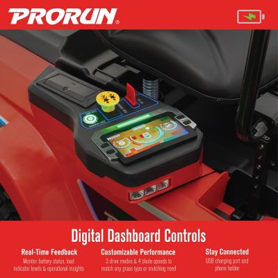 Image showing 5 th PRORUN 60V 42-in. Zero-Turn Riding Lawn Mower with 10.0 Ah Batteries (3), Charger, Mulch Kit, and Towing Kit