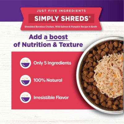 Image showing  Simply Shreds Wet Dog Food Topper - Wild Salmon & Pumpkin, 2.8 Ounce