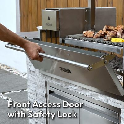 Image showing 6 th Prokan 36 in. Infinity SS304 Built-in Argentine Charcoal and Wood BBQ Grill