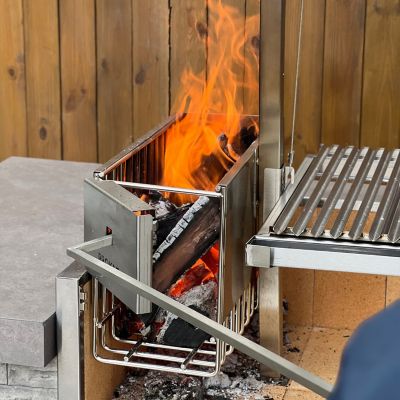 Image showing 9 th Prokan 36 in. Infinity SS304 Built-in Argentine Charcoal and Wood BBQ Grill