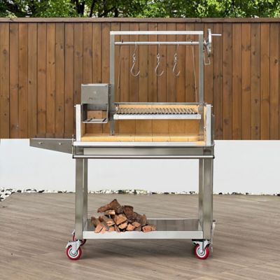 Image showing 6 th Prokan 42 in. Infinity SS304 Argentine Charcoal and Wood BBQ Grill