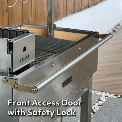 Image showing 8 th Prokan 42 in. Infinity SS304 Argentine Charcoal and Wood BBQ Grill