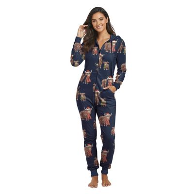 Image showing  Women's Onesie Highland Holiday Cow Sleeper Pajamas