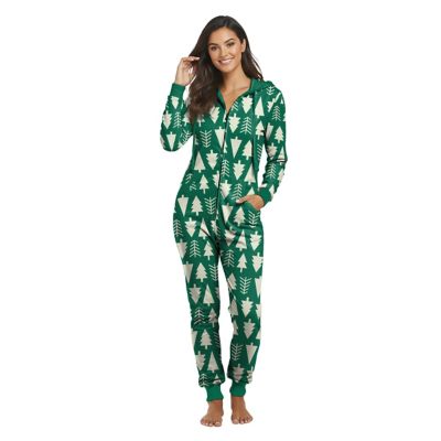 Image showing  Women's Onesie Holiday Tree Sleeper Pajamas