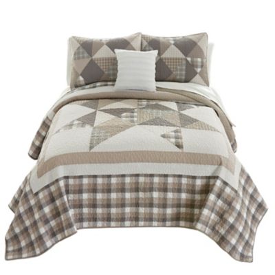 Donna Sharp Smoky Star Pieced Cotton 3 pc. Queen Quilt Set