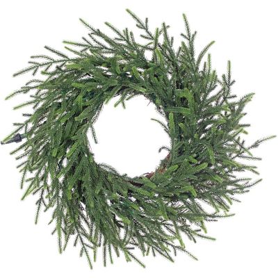 Fraser Hill Farm 36 in. Real Feel Artificial Wreath with LED Lights in Green