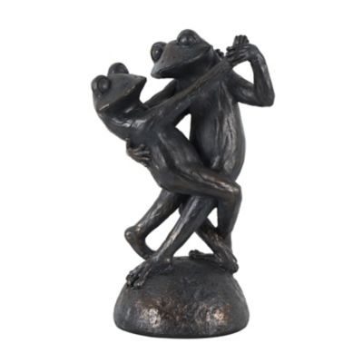 Image showing  Resin Patina Dancing Frog Decorative Sculpture with Rock Base