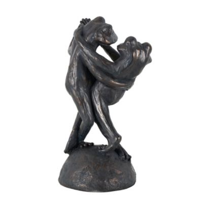 Image showing  Resin Patina Dancing Frog Decorative Sculpture with Rock Base