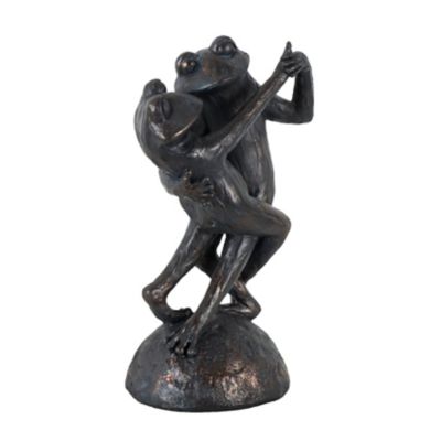 Image showing  Resin Patina Dancing Frog Decorative Sculpture with Rock Base