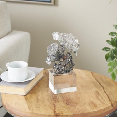 Harper & Willow Glass Freeform Abstract Decorative Sculpture with Clear Square Base