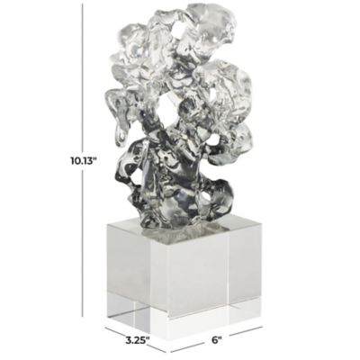 Image showing  Glass Freeform Abstract Decorative Sculpture with Clear Square Base