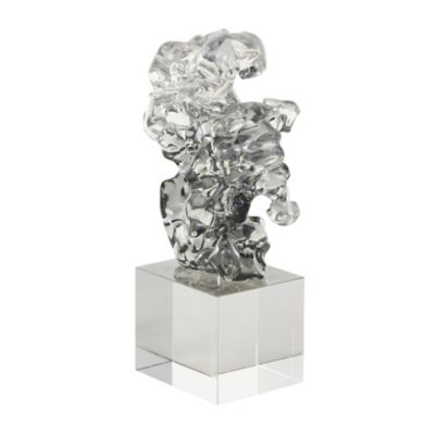 Image showing  Glass Freeform Abstract Decorative Sculpture with Clear Square Base