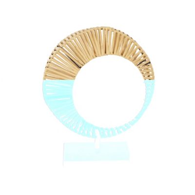 Image showing  Rattan Handmade Mobius Strip Inspired Abstract Decorative Sculpture with White Marble Base