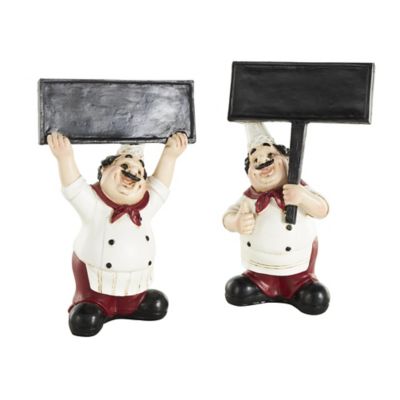 Image showing  Polystone Kitchen Decorative Figurine Chef Decorative Sculpture with Chalkboard Signs