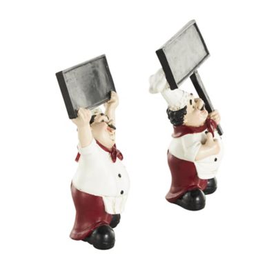 Image showing  Polystone Kitchen Decorative Figurine Chef Decorative Sculpture with Chalkboard Signs