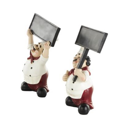 Image showing  Polystone Kitchen Decorative Figurine Chef Decorative Sculpture with Chalkboard Signs