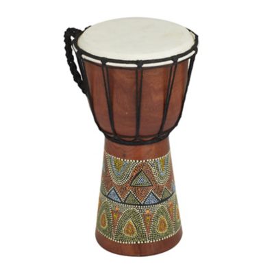 Image showing  Wood Handmade Djembe Drum Decorative Sculpture with Rope Accents