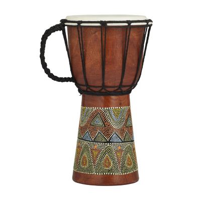 Image showing  Wood Handmade Djembe Drum Decorative Sculpture with Rope Accents