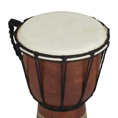 Image showing  Wood Handmade Djembe Drum Decorative Sculpture with Rope Accents