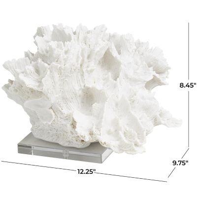 Image showing  Polystone Textured Coral Decorative Sculpture with Clear Acrylic Base