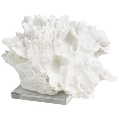 Image showing  Polystone Textured Coral Decorative Sculpture with Clear Acrylic Base
