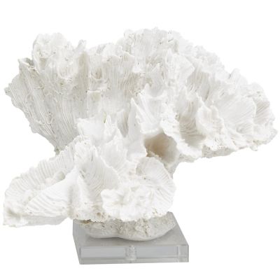 Image showing  Polystone Textured Coral Decorative Sculpture with Clear Acrylic Base