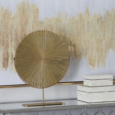 Harper & Willow Metal Carved Starburst Decorative Sculpture with Stand