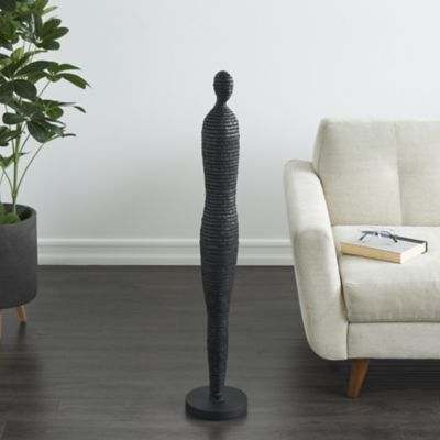 Harper & Willow Polyresin Tall Slim Figure People Decorative Sculpture with Ribbed Body and Glitter Accents