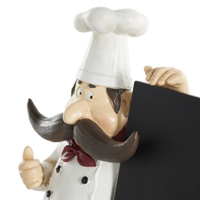 Image showing 6 th Harper & Willow Polystone Chef Decorative Sculpture with Chalkboard