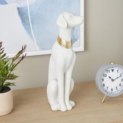 Harper & Willow Polystone Sitting Dog Decorative Sculpture with Gold Collar