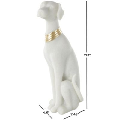 Image showing  Polystone Sitting Dog Decorative Sculpture with Gold Collar