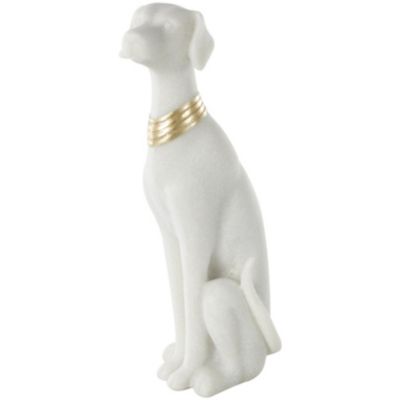Image showing  Polystone Sitting Dog Decorative Sculpture with Gold Collar