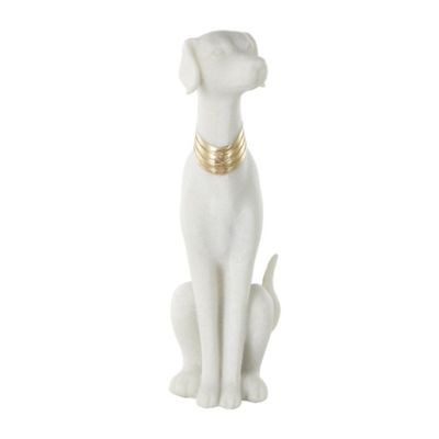 Image showing  Polystone Sitting Dog Decorative Sculpture with Gold Collar