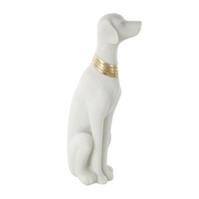 Image showing  Polystone Sitting Dog Decorative Sculpture with Gold Collar