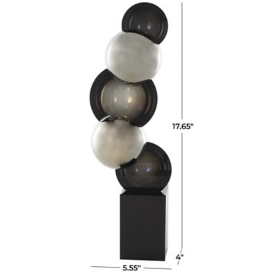 Image showing  Glass Stacked Orb Abstract Decorative Sculpture with Black Base