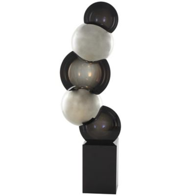 Image showing  Glass Stacked Orb Abstract Decorative Sculpture with Black Base
