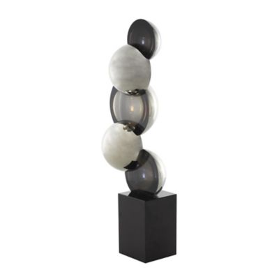Image showing  Glass Stacked Orb Abstract Decorative Sculpture with Black Base