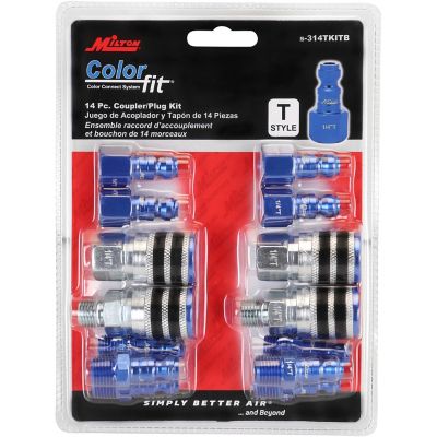 Image showing  ColorFit Coupler and Plug Kit, with Rubber Safety Bumper-(T-Style, Blue)-1/4 in. NPT, (14-Piece)