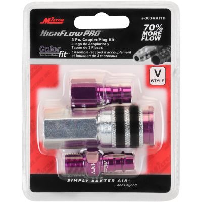 Image showing  ColorFit Coupler and Plug Kit, with Rubber Safety Bumper-(V-Style, Purple)-1/4 in. NPT, (3-Piece)
