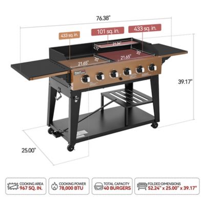 Image showing  6-Burner Gas Grill and Griddle Combo, Large Cooking Capacity Propane Grill & Griddle, 78,000 BTU Output