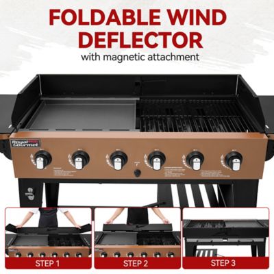 Image showing 7 th Royal Gourmet 6-Burner Gas Grill and Griddle Combo, Large Cooking Capacity Propane Grill and Griddle, 78,000 BTU Output