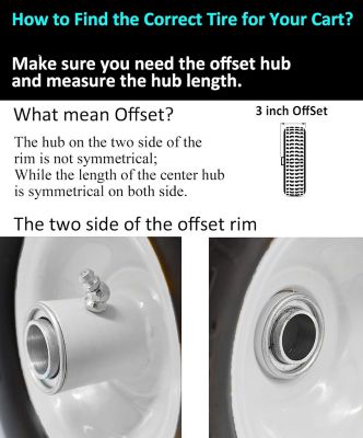 Image showing  Set of Two 16x6.50-8 Flat Free Lawn Mower Tire with 1 in. Bearing-3 in. Offset Hub