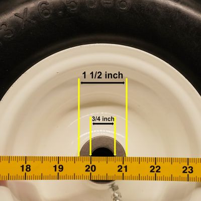Image showing  13x6.50-6 Flat-Free Tire w/3/4 in. 5/8 in. and 1/2 in. Bushing-4.0 in.-6.0 in. Center Hub Set of 2