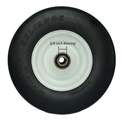Image showing  Solid Rubber 13x5.00-6 Flat Free Tire with 3/4 and 5/8 Bearings-3-6 in. Center Hub Set of 2
