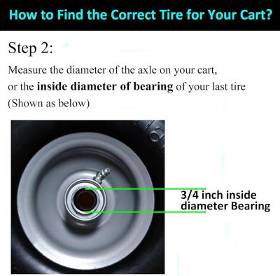 Image showing  Flat Free 4.10/3.50-4 Tire with 3/4 and 5/8 Bore-3.5 in. Center Hub 10 in. Solid Wheel Set of 2