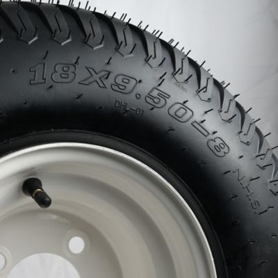 Image showing  18x9.50-8 Lawn Mower Tires with 4 Lug 8 in.x 7 in. Wheel-2.83 in. Central Hole-4PR-1000 lb. Capacity, 2 pc.